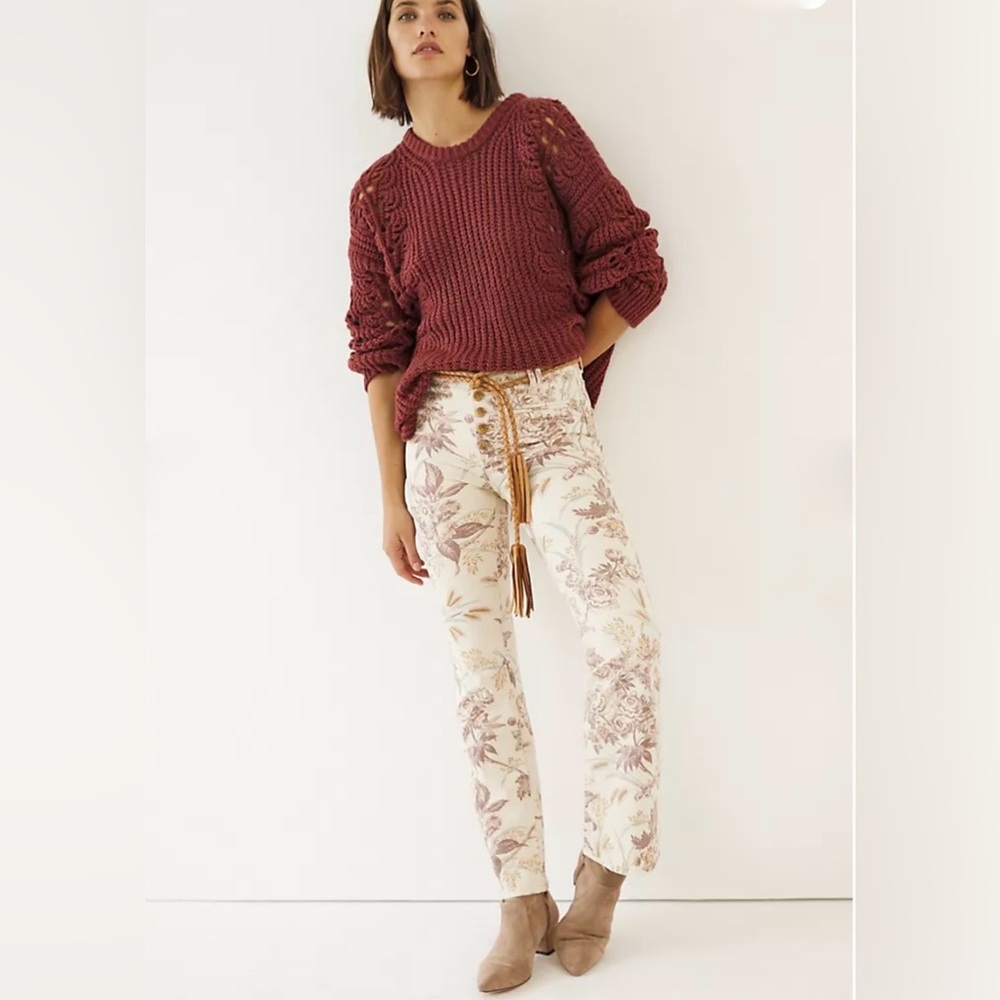 Pilcro and Letterpress by Anthropology Ultra High Rise Floral Bootcut Jeans 27